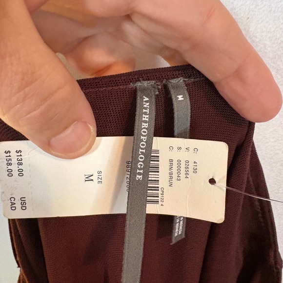 Anthropologie Ruched Mock Neck‎ Knit Dress Cocoa Plum Fitted Sleeveless Bodycon - Picture 7 of 11